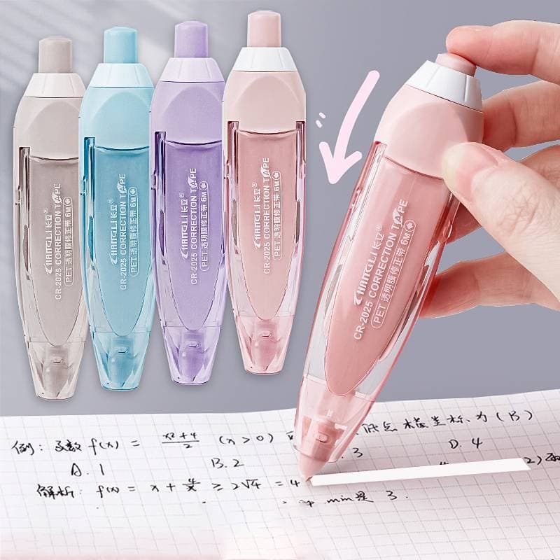 Fita corretiva escolar escritório papelaria fofa divertida Fita Corretiva Retrátil  5mmx5m Escolar