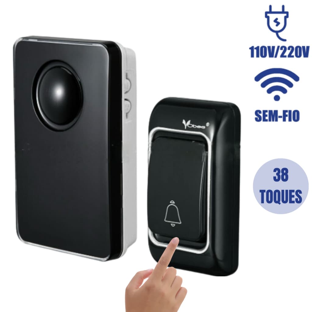 Campainha Sem Fio Para Casa Residencial Externa Tomada A Prova D'Agua 100 Metros Alcance