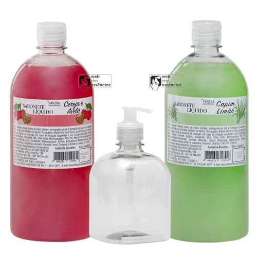 Kit - 2 sabonetes líquidos de 1 litro + 1un frasco pet 500 ml + válvula sabonete