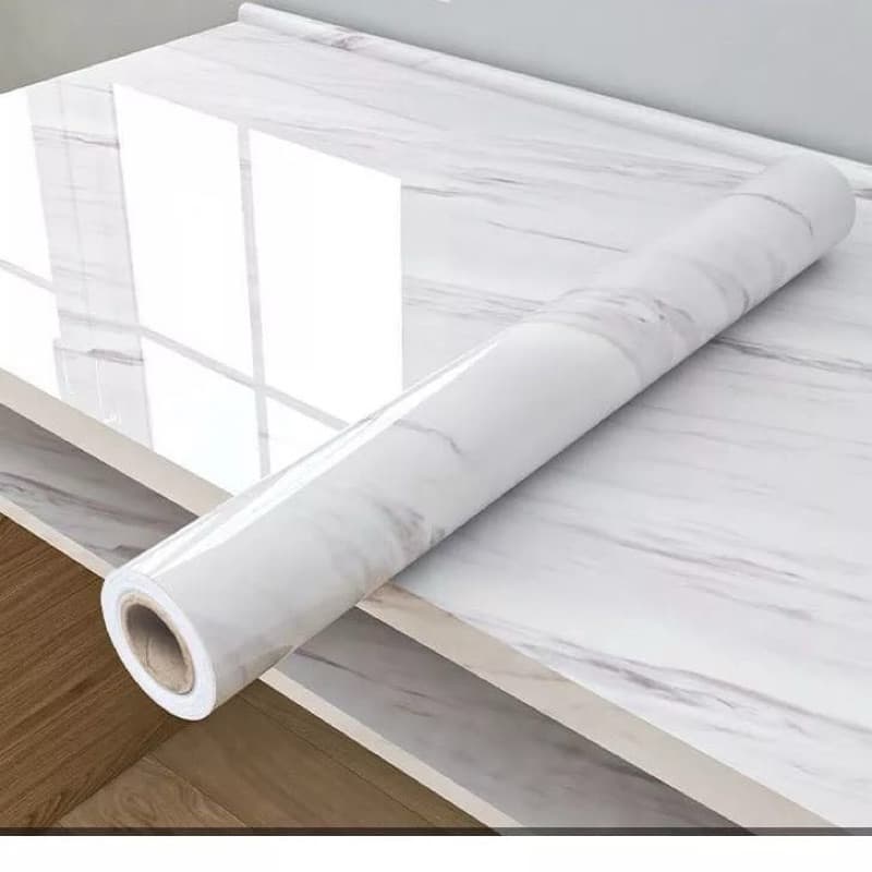Papel de parede Adesivos para cozinha quarto Brilhante Lavável Mármore gelo 3M x60cm Resistente Agua