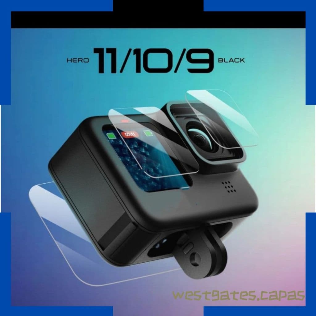 Protetor de Tela de Vidro Temperado, Lente Protetora, Preto, Acessórios Compativel Câmera Gopro Hero 11, 10, 9, Go Pro 10, VP730