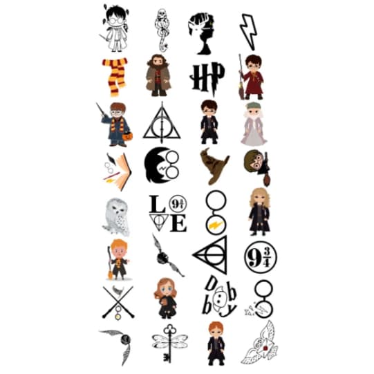 160 TATUAGENS TEMPORÁRIAS INFANTIS BRUXOS MAGOS E TROUXAS APROVADAS PELO INMETRO