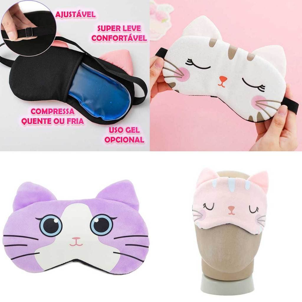 Máscara Descanso Para Dormir Com Bolsa Gel Relaxante Tecido Confortável Temático Bichinhos Presentes Criativos