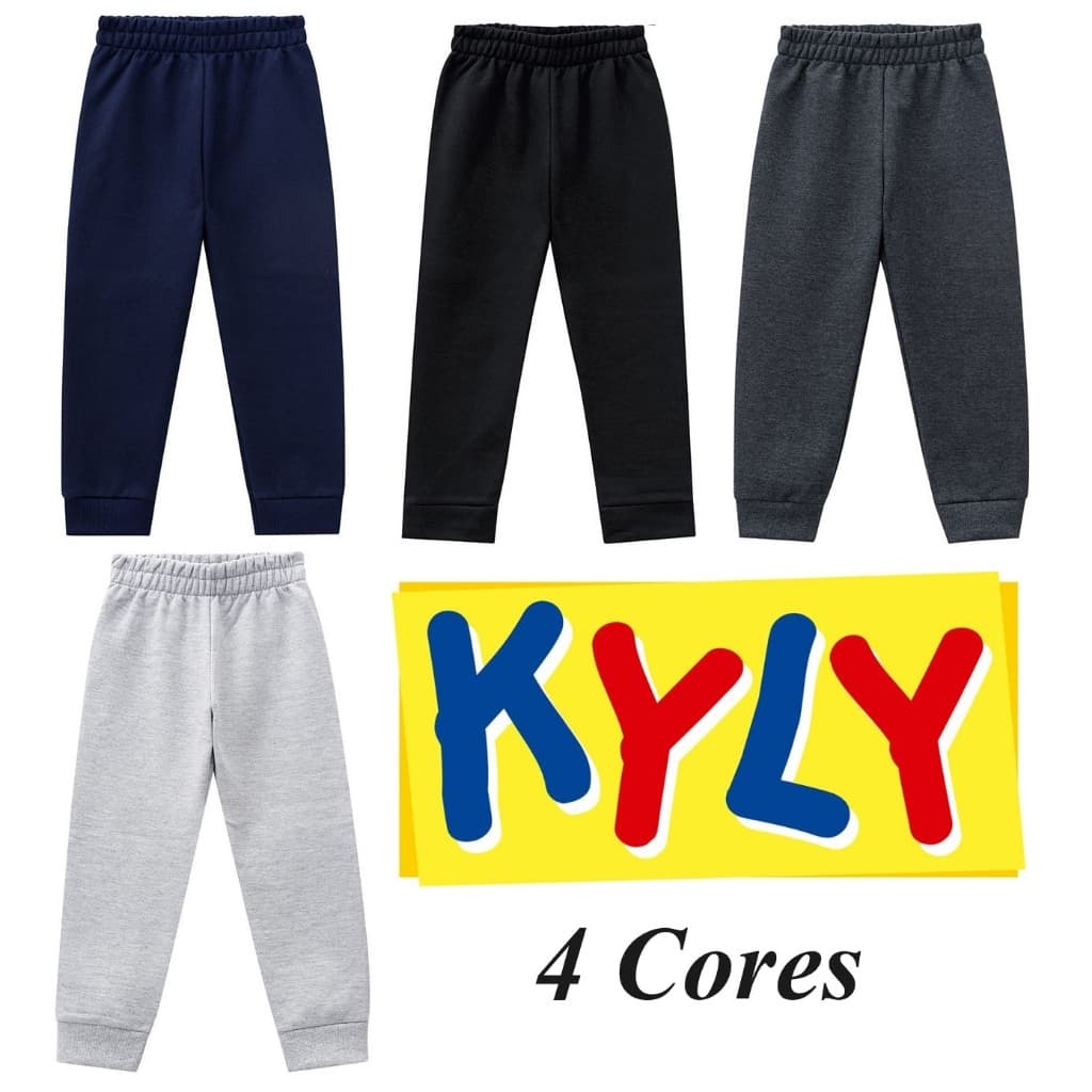 Kit 3 Calça Moletom Flanelada Punho Infantil Kyly Original Oferta