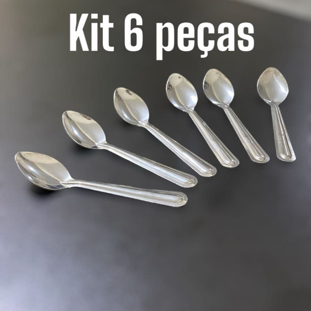Colher Para Café Aço Inox Resistente Elegante Com 6 Uni