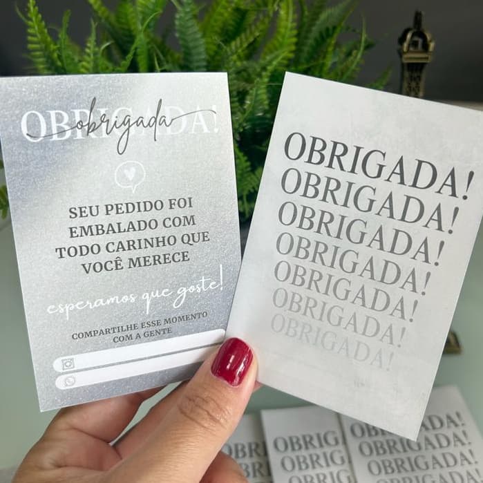 80 un Folhetos Motivacional FRENTE E VERSO - OBRIGADA | Cartão cliente | 10x7 | 90g | Papelaria