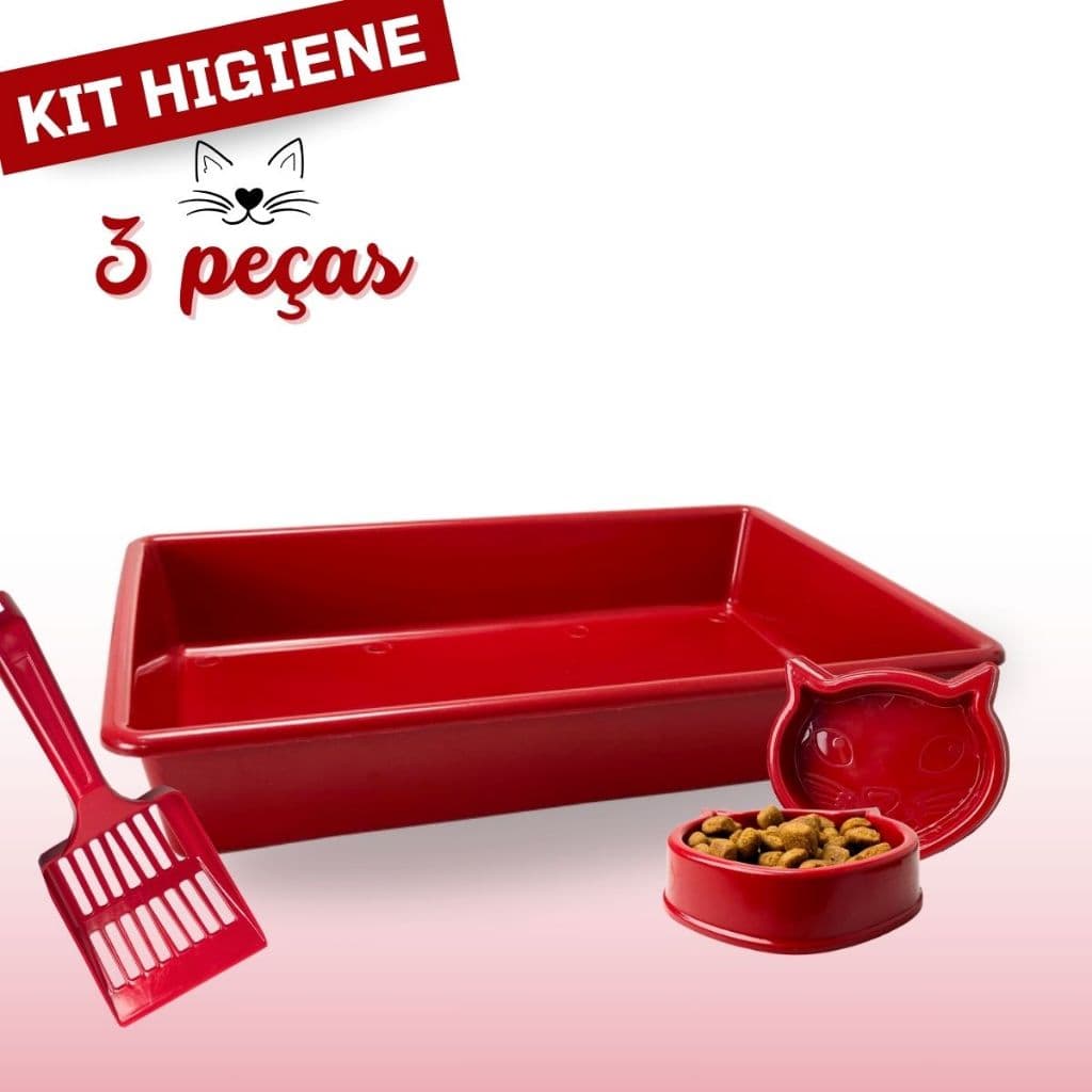 Kit Caixa de Areia Para Gatos com Comedouro Bebedouro e Pá Higiênica
