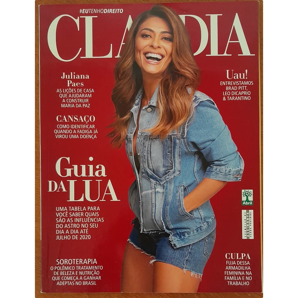Revista Claudia Nº 695 Agosto/2019 Juliane Paes Brad Pitt Leonardo DiCaprio Tarantino