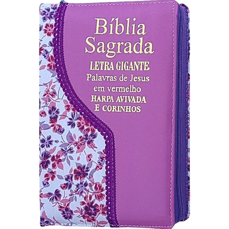Bíblia Sagrada Com Harpa Zíper Feminina Colorida