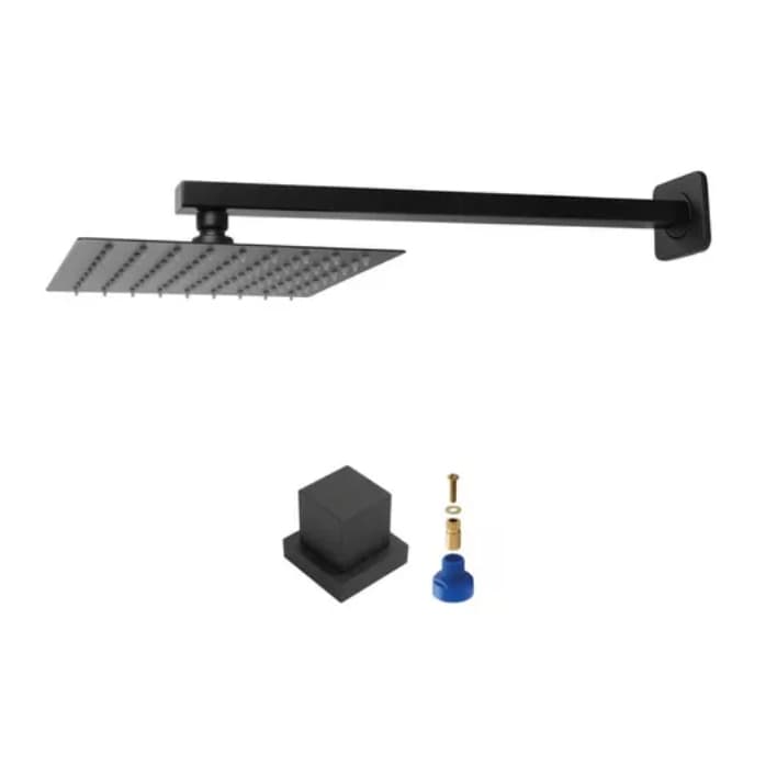 Chuveiro Piscina 20x20 Inox Preto + Acabamentos Metal Deca com Conversor