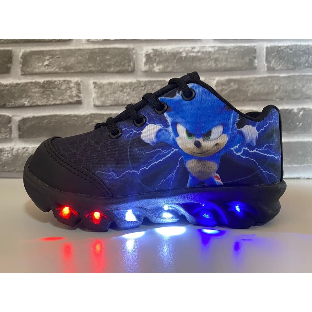 Tenis Infantil LED SONIC de Menino Com Led Luzinha Personagem tenis com luzes coloridas