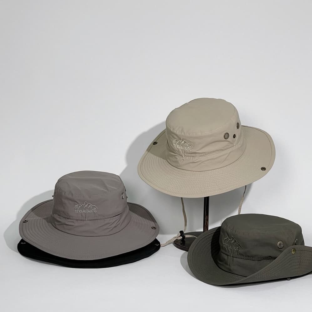 Chapéu Australiano Pescador Esportivo Logo Travellers Camping Telado Respirável Pesca Aba Ajustável ref: MYK-006
