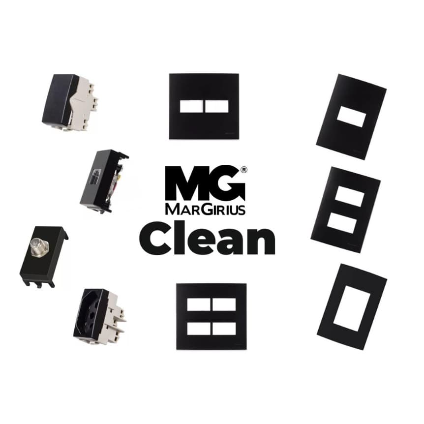 Tomada Interruptor Margirius Clean Preto Fosco Acetinado