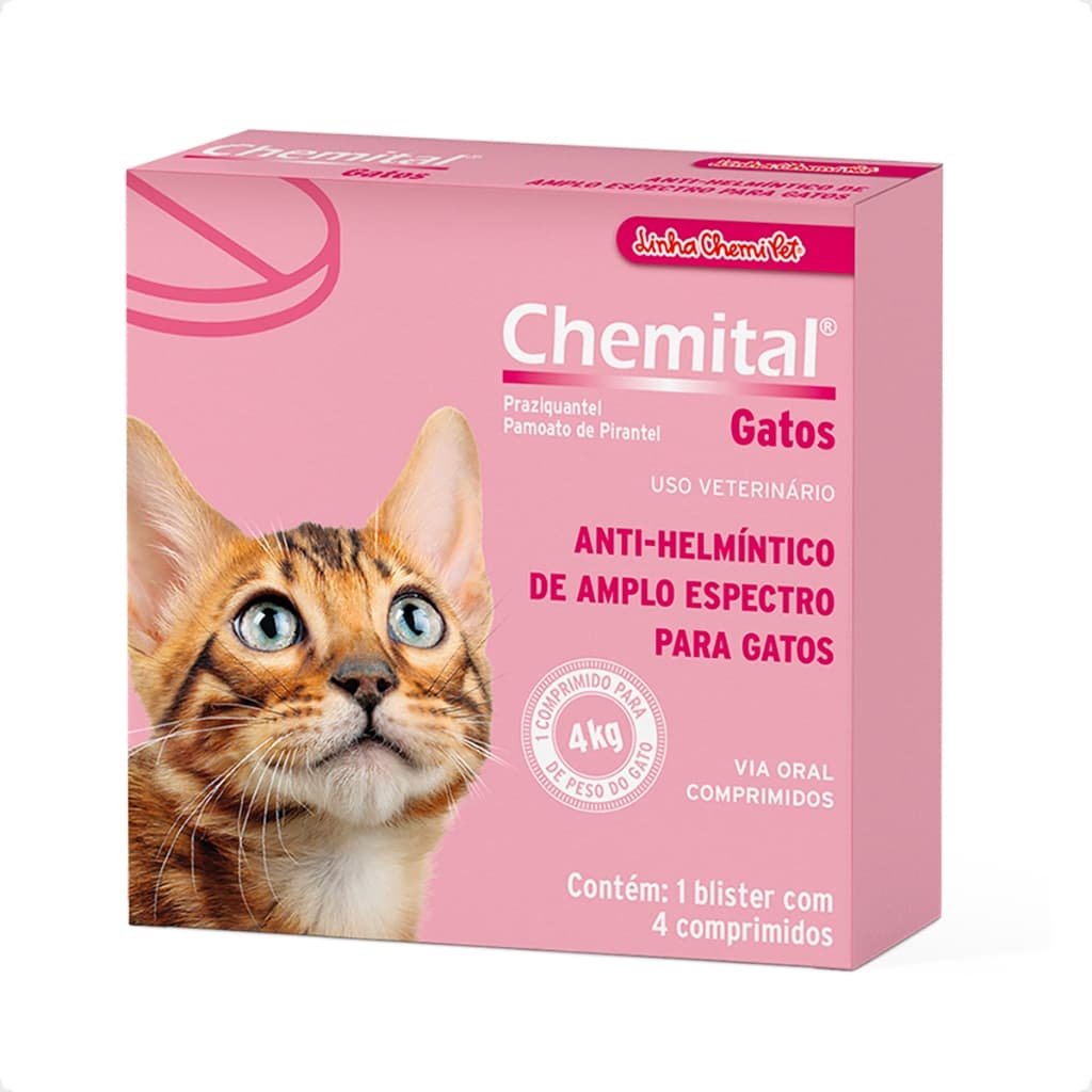 Chemital Chemitec Vermífugo para Gatos - 4 Comprimidos