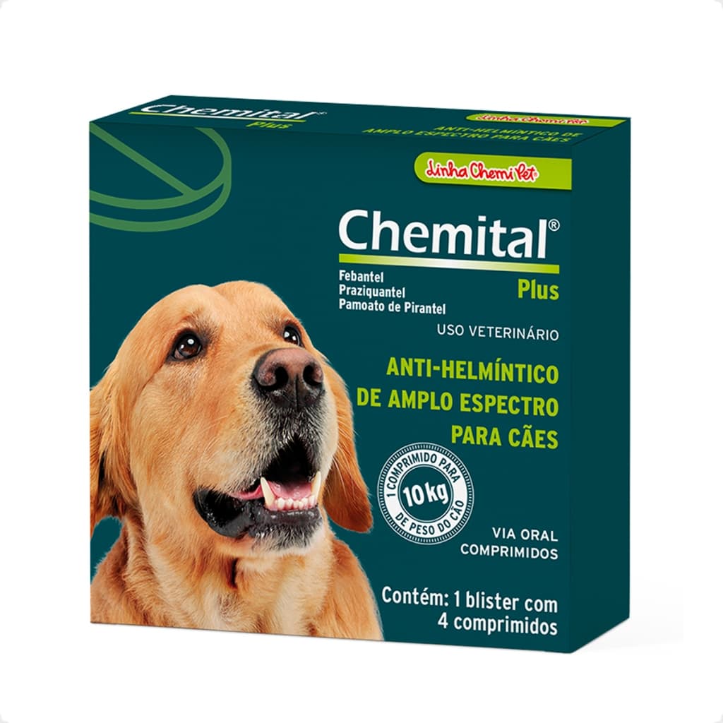 Chemital Plus Chemitec Vermífugo para Cães - 4 Comprimidos