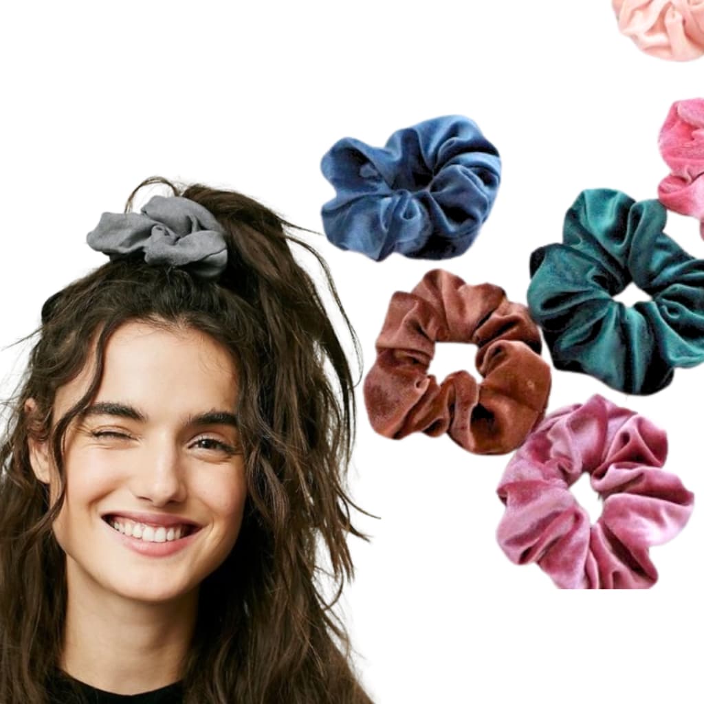 Kit 12 Unidades Scrunchies de Veludo Sortidos – Xuxinhas Coloridas e Macias Para Cabelo  Elásticos Femininos - WL