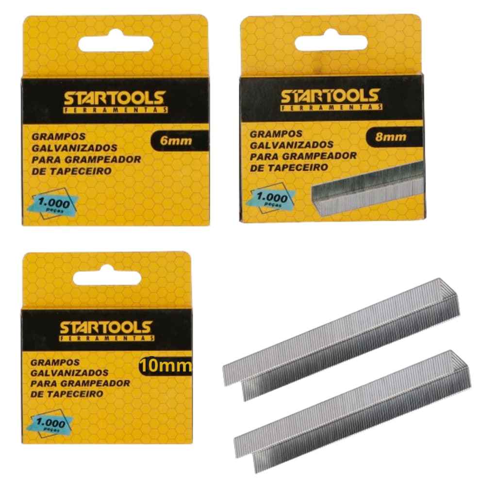 Grampo Para Grampeador Galvanizado 1000 Peças 10mm / 8mm / 6mm
