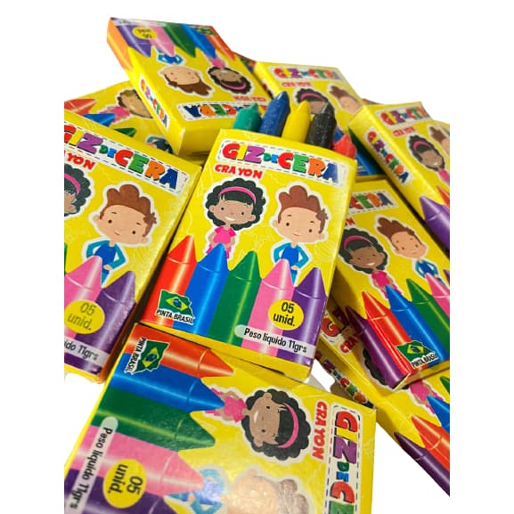 40 Cxs Giz De Cera Pequeno 5 Cores 5 Cm para Festas Aniversario Lembrancinha Prenda