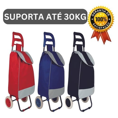 Carrinho de Compras Carrinho de Feira Supermercado Multiuso Feira Até 30Kg Com Rodinhas Dobrável Estampado Resistente