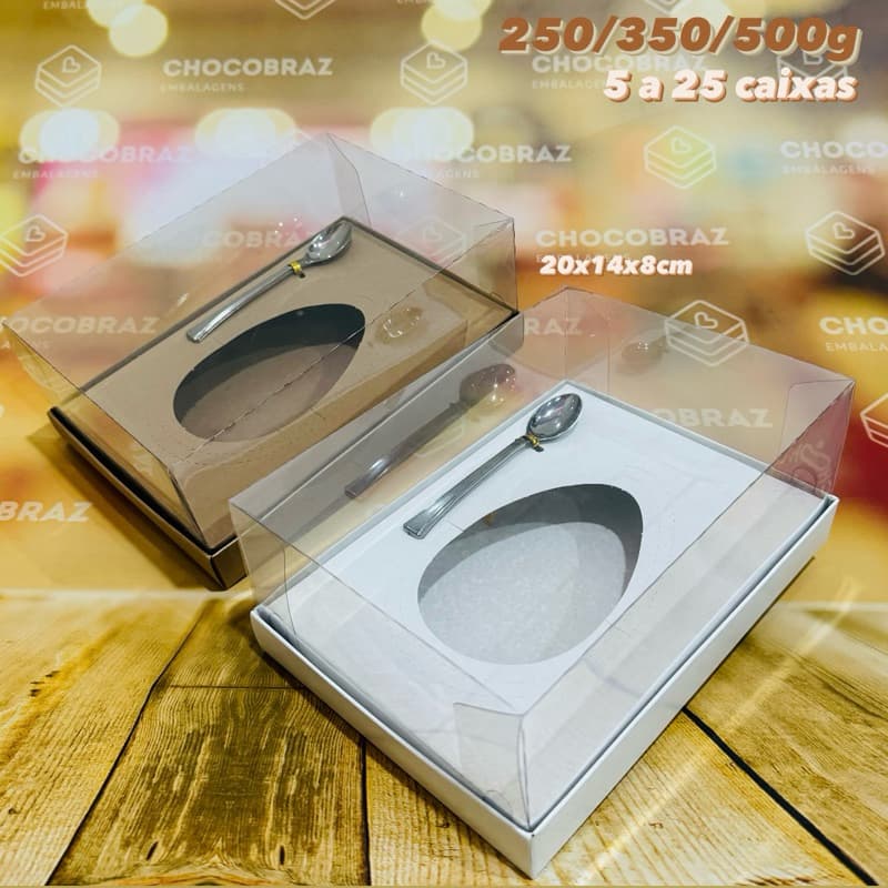 KIT 5~20 CAIXAS PARA OVO DE PÁSCOA AJUSTAVEL 250/350/500g BRANCA OU KRAFT PÁSCOA 2026 OFF  (DECORA)