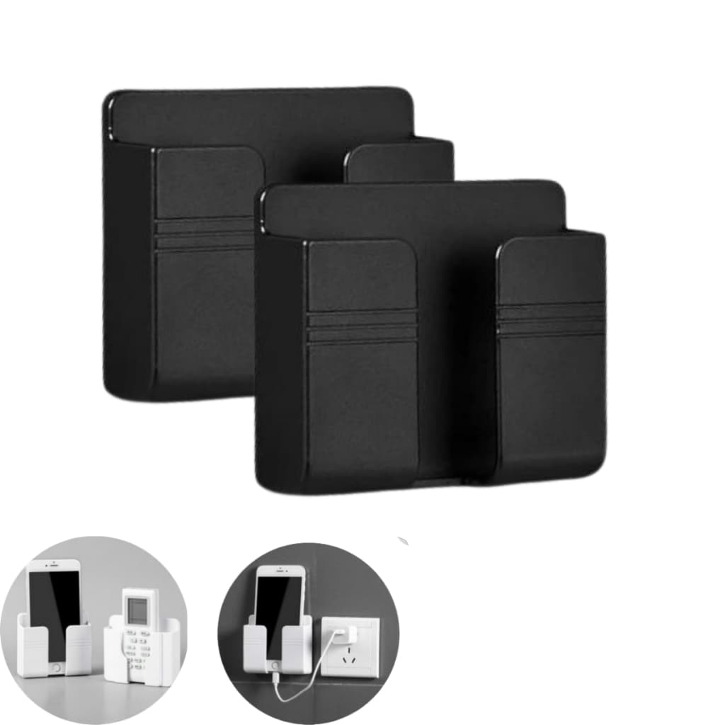 kit 2 Suporte multiuso De Parede Para Celular Controle Plástico Preto