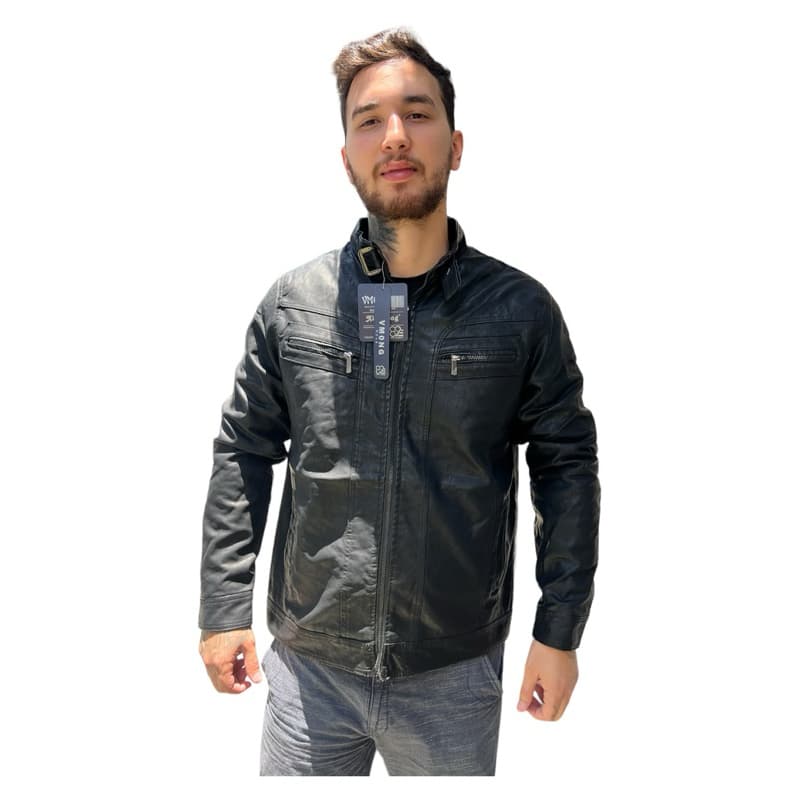 Jaqueta De Couro Masculina Vmong Moderna Casual Pronta Entrega