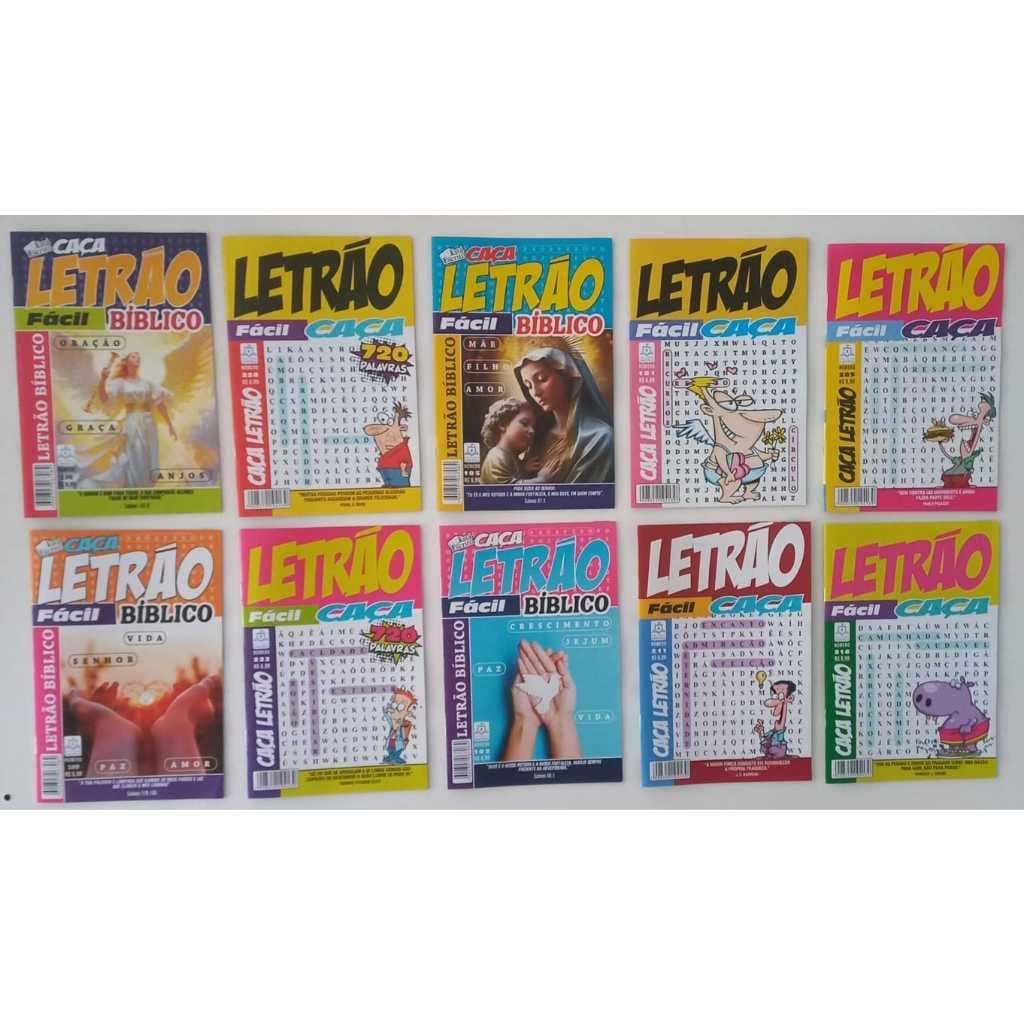 Kit 10 Caça Palavras Só LETRÃO Passatempo Caça Palavras Só LETRÃO Só Letras Grandes sem Repetição