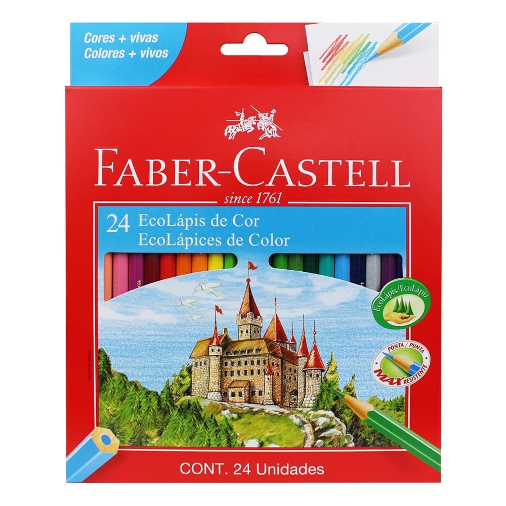 Lápis De Cor Faber Castell Escolar 24 Cores Ecolapis Max Resistente Original