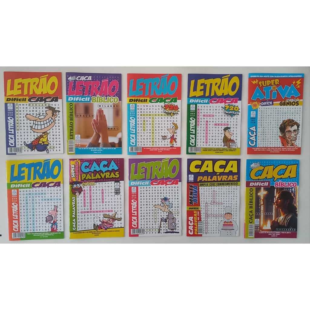 Kit 10 Caça Palavras Só Nível DIFÍCIL 10 Passatempo Caça Palavras  Só NÍVEL DIFÍCIL sem Repetição
