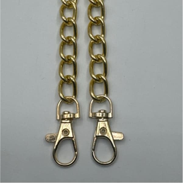 kit 5 Alças de Correntes Prontas Pra Uso 1.20 Mts Dourada Com Mosquetão