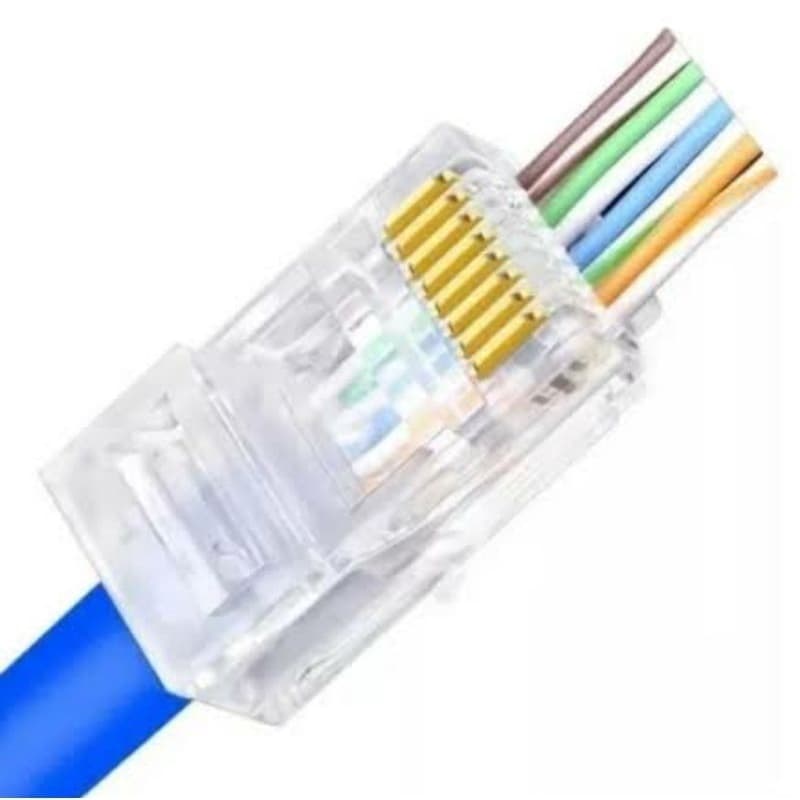 CONECTOR PLUG RJ45 EZ DE PASSAGEM VAZADO CAT6 KIT 100 UNIDADES