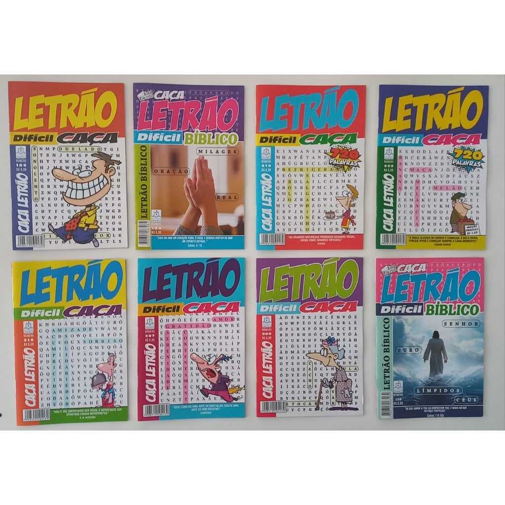 Kit 8 Caça Palavras Só LETRÃO Só Nível DIFÍCIL 8 Passatempo Caça Palavras Só LETRAS GRANDES Só NÍVEL DIFÍCIL sem Repetiç