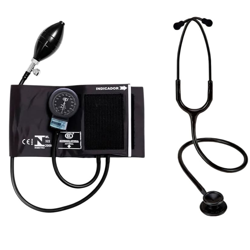 Estetoscópio Duplo Bic Com Esfigmomanômetro Bic Cores