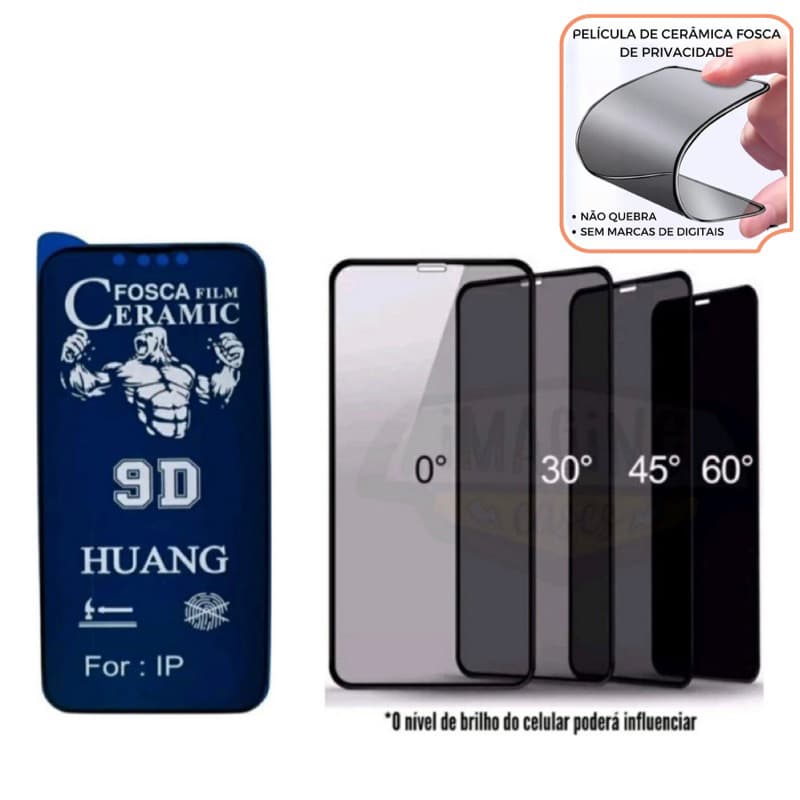 Película Cerâmica Privacidade Fosca IPhone Anti Spy Para iPhone 17PROMAX 16 XR 11 12 13 14 15ProMax 16E Todo Modelos ios