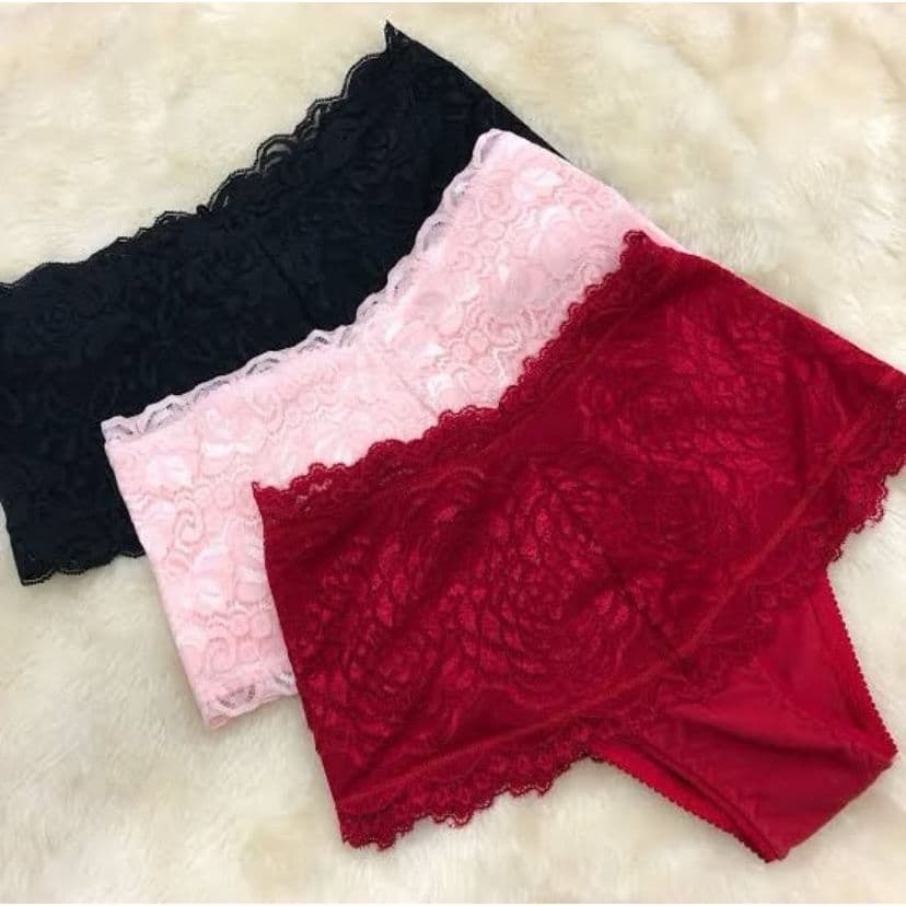 Kit 3 Calcinha Cinta De Renda Cintura Alta pós parto de Algodão Segura Barriga Do p ao gg