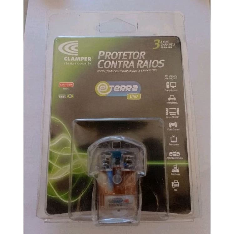 DPS Clamper 2 Pinos 10A Proteção contra Surtos Elétricos e Raios Mesmo Sem Aterramento Clamper 2P Transparente Para aparelhos eletrônicos e telefone