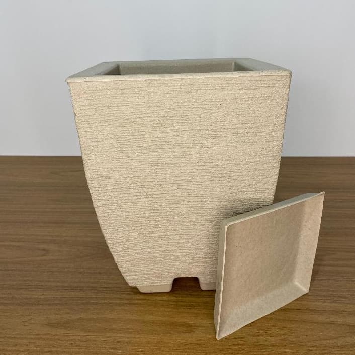 Vaso para Planta Bojo Quadrado com Prato Resistente Decorativo Em Polietileno 29X22