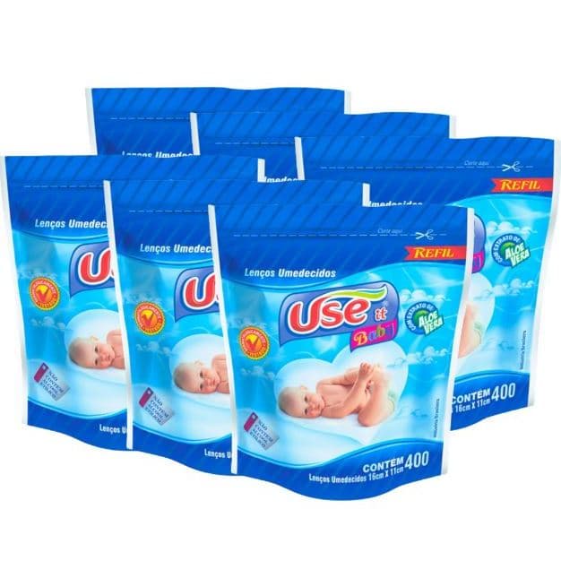 Kit Fardo com 2400un de Lenços Umedecidos Use It 6 refis com 400 lenços