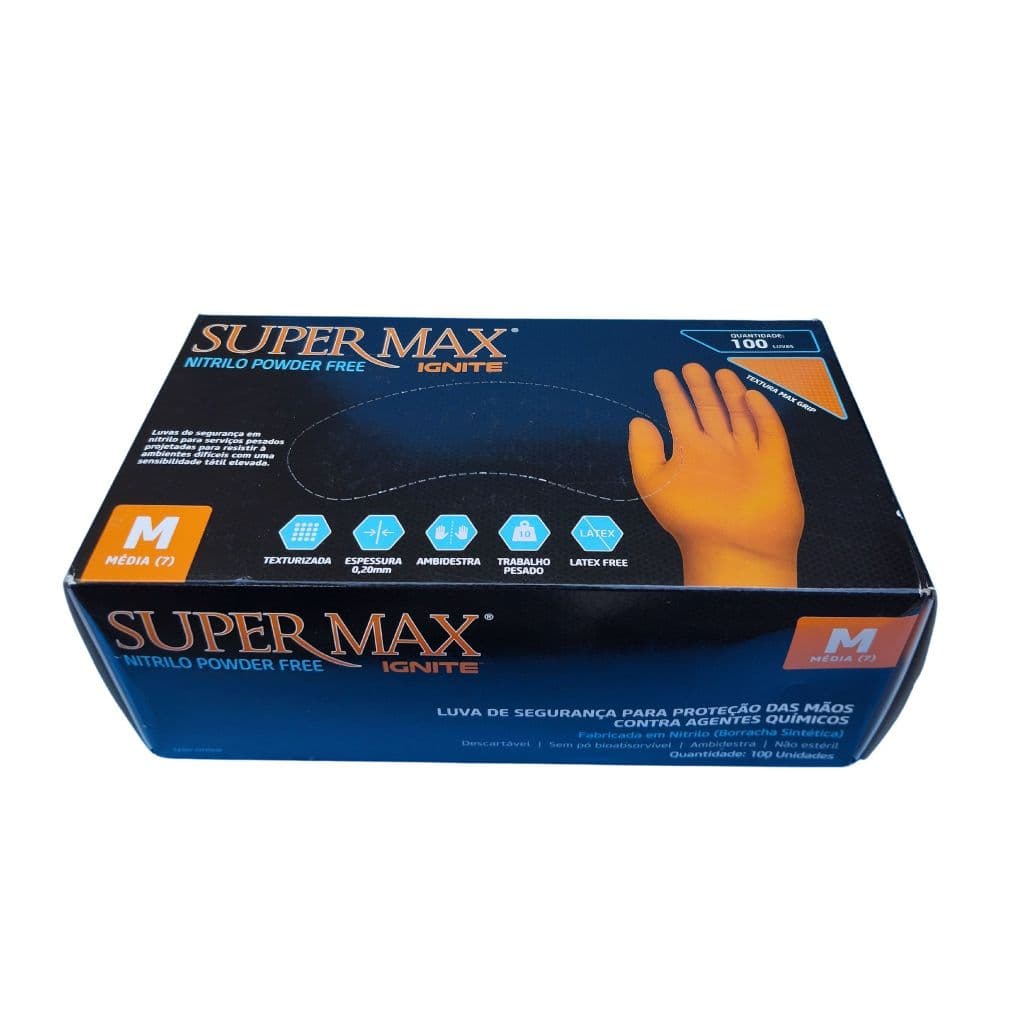 LUVA PARA MECANICO JARDINEIRO PRODUTOS QUIMICOS LARANJA CAIXA COM 100 ou 90 SUPERMAX