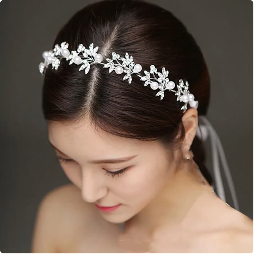 Tiara Arranjo Headband Noiva Casamento Prateado