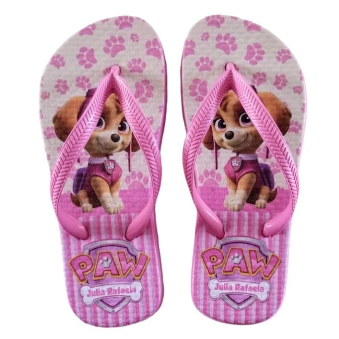 Chinelo Skye Desenho Patrulha Canina Rosa Personalizado Estampado Com Nome Da Pessoa Infantil Baby