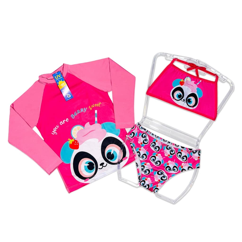 Conjunto Infantil UV Biquíni Completo + Blusa Proteção Solar