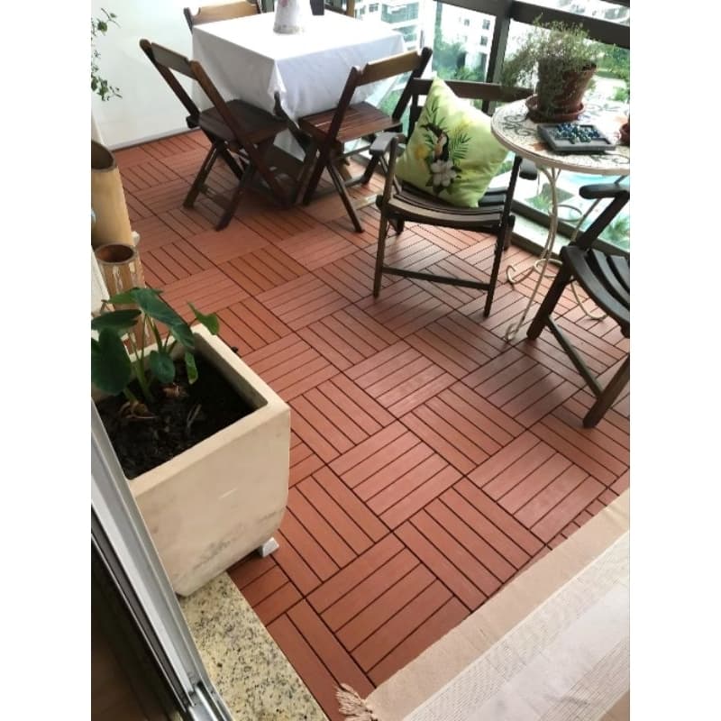 Kit 6 Deck modular plástico textura madeira para Box banheiro varanda sacada jardim piscina