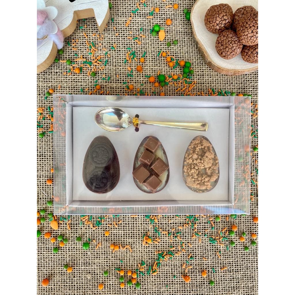 Caixa Ovo de Colher 3 Ovos 50gr Branca/Kraft