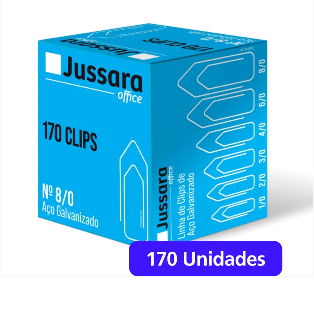 Clips Aço Galvanizado Para Papel 8/0 - 170 Unidades