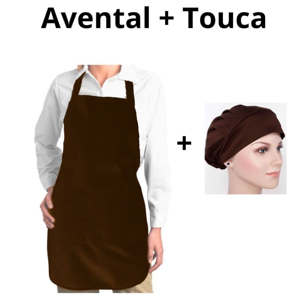 Conjunto Avental 2 Bolsos + Touca De Cozinha unissex cozinha hamburgueria chef PROMOÇÃO