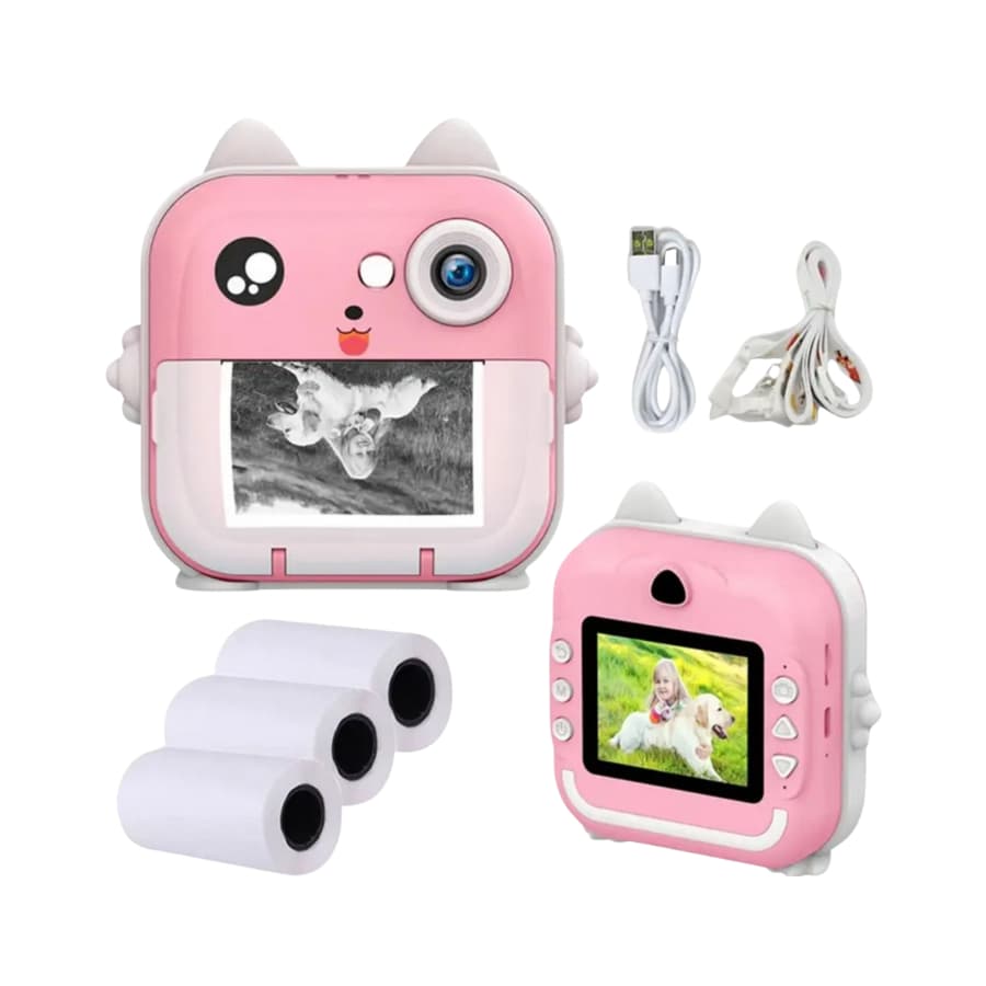 Câmera Digital Infantil Imprime Impressora Foto + 3 Rolos de Papel Foto