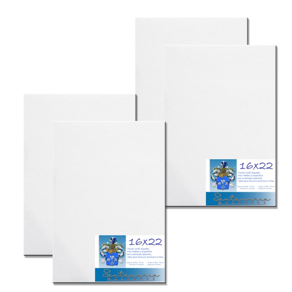Kit 4 Telas De Pintura 16x22 Prontas Para Uso 100% Algodão
