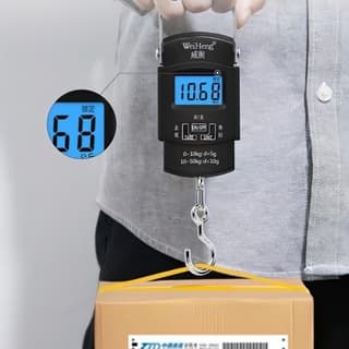 Balança Digital Portátil De Mão gancho Até 50kg Trava Mala Bagagem