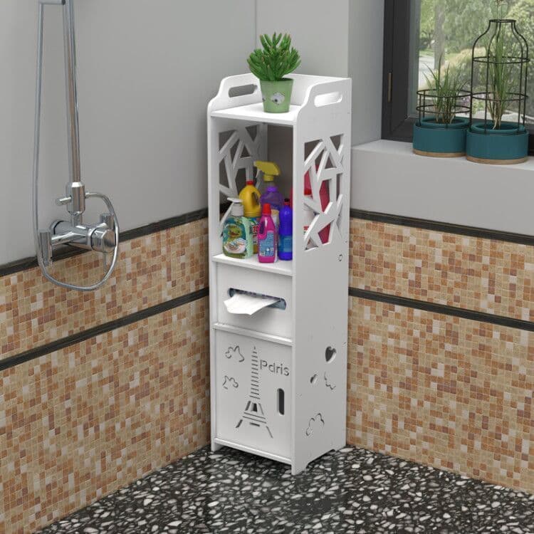 Gabinete Armário de armazenamento para banheiro Prateleira à prova d'água para banheiro Com caixa de tecido